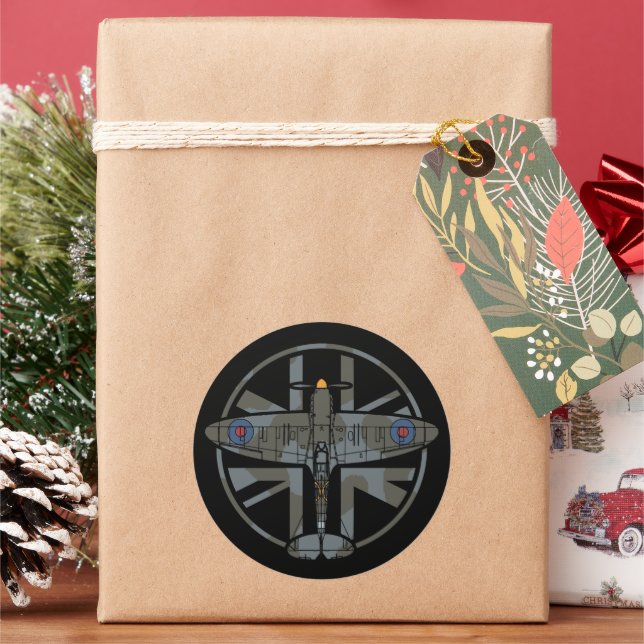 WWII Spitfire NW Europe Camo OG/DG Classic Round Sticker (Holiday)
