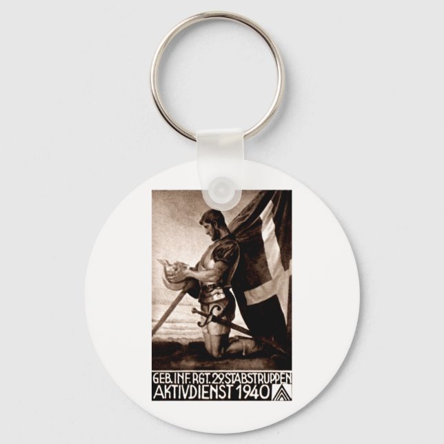 WWII Swiss Poster Key Ring (Front)