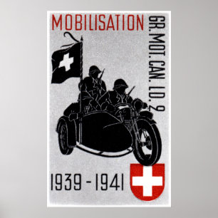 WWII Swiss Recon Motorcycle Poster