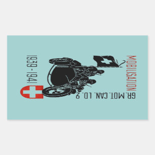 WWII Swiss Recon Motorcycle Rectangular Sticker