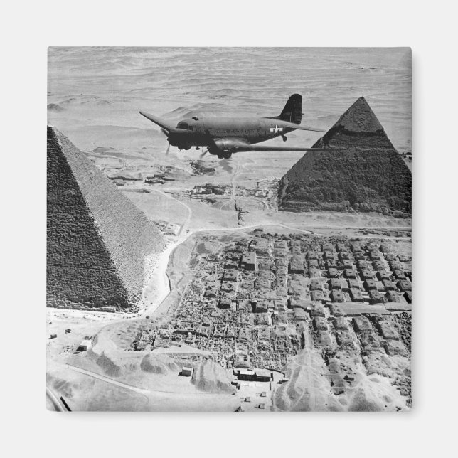 WWII Transport Planes Flying Over Pyramids Magnet (Front)