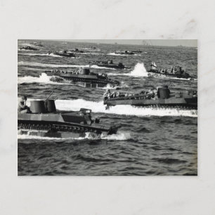 WWII US Marines invade Iwo Jima Postcard