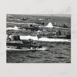 WWII US Marines invade Iwo Jima Postcard