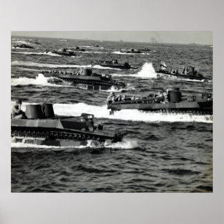 WWII US Marines invade Iwo Jima Poster