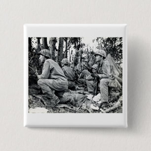 WWII US Marines on Peleliu 15 Cm Square Badge