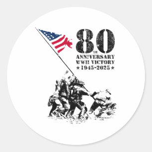 Wwii Victory 80th Anniversary 1945-2025 Veterans 4 Classic Round Sticker