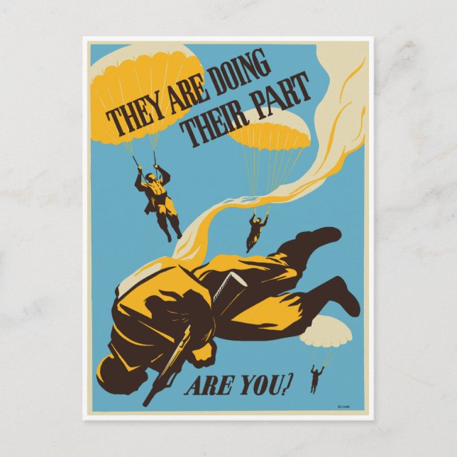 WWII Vintage Paratrooper Postcard (Front)