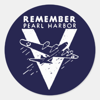 WWII White Remember Pearl Harbour Classic Round Sticker