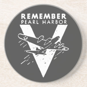WWII White Remember Pearl Harbour Coaster