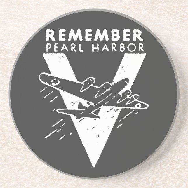 WWII White Remember Pearl Harbour Coaster (Front)