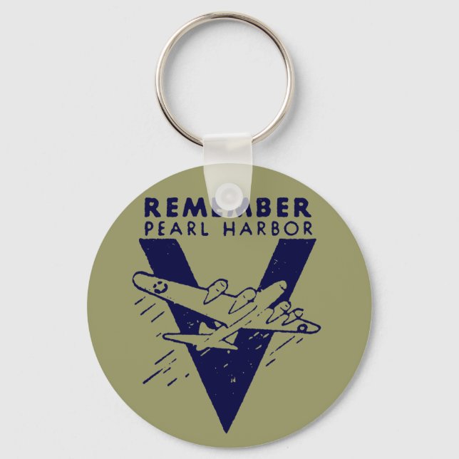 WWII White Remember Pearl Harbour Key Ring (Front)