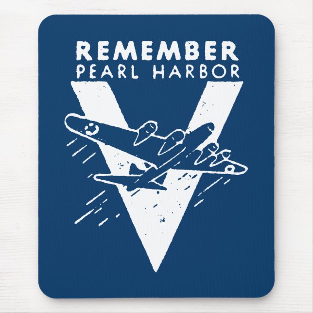 WWII White Remember Pearl Harbour Mouse Mat (Front)