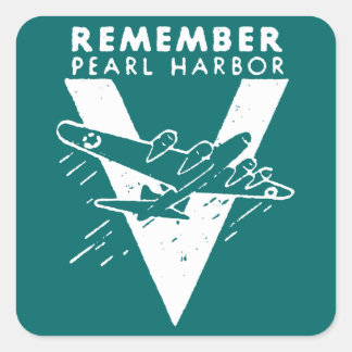 WWII White Remember Pearl Harbour Square Sticker