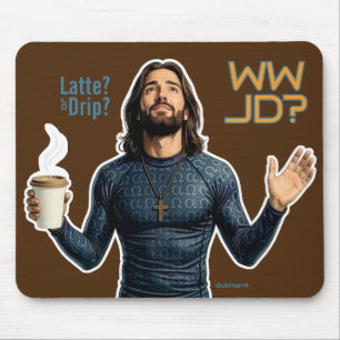 WWJD Coffee Vibes, Everyday Jesus, Everyday Latte Mouse Mat
