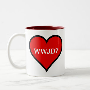 WWJD Heart Two-Tone Coffee Mug