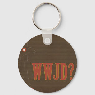 WWJD rust text whimsy Key Ring
