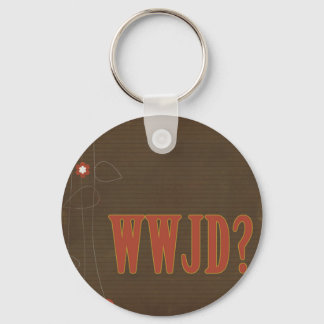 WWJD rust text whimsy Key Ring
