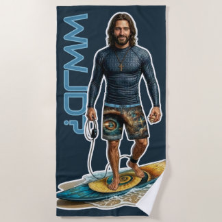 WWJD Surfer Vibes, Everyday Jesus, Everyday Faith Beach Towel