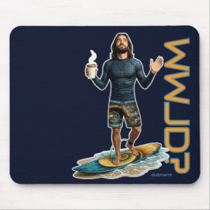WWJD Surfer Vibes, Everyday Jesus, Everyday Faith Mouse Mat