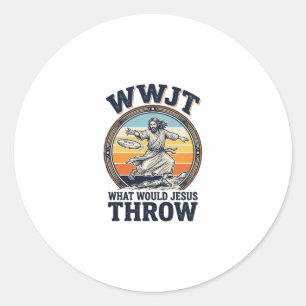 WWJT What Would Jesus Throw Vintage Disc Shirt_1 Classic Round Sticker