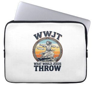 WWJT What Would Jesus Throw Vintage Disc Shirt_1 Laptop Sleeve
