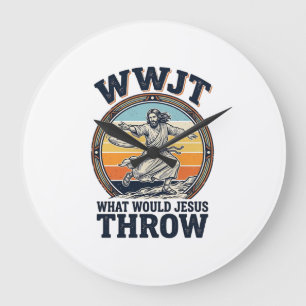 WWJT What Would Jesus Throw Vintage Disc Shirt_1 Large Clock
