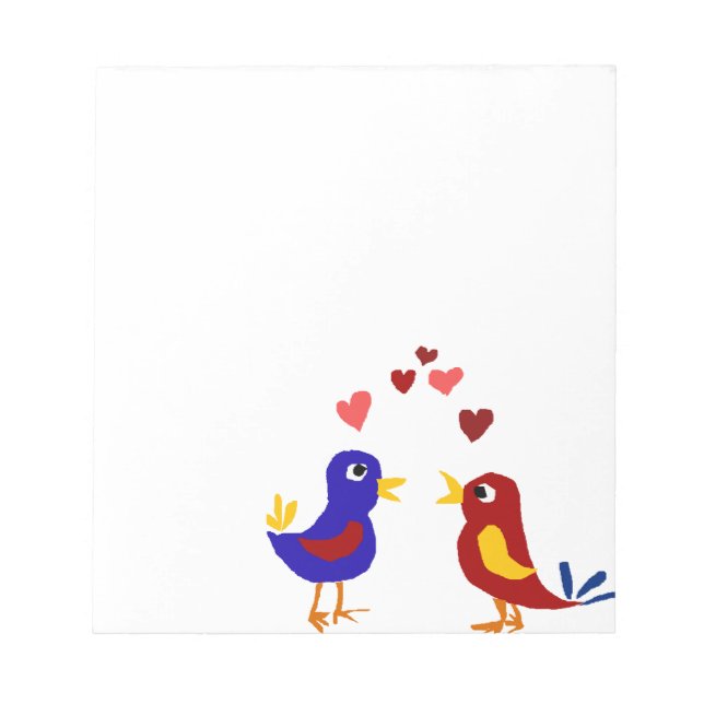 WX- Colourful Love Birds Primitive Art Notepad (Front)
