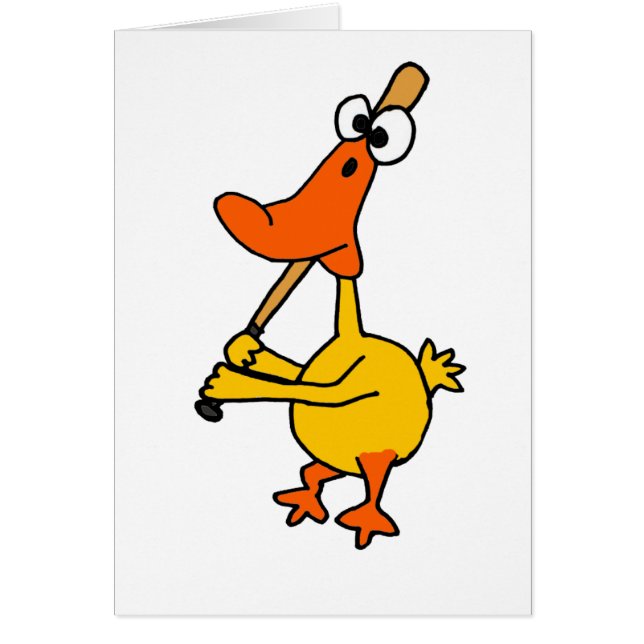 WX- Funny Duck Playing Baseball Cartoon (Front)