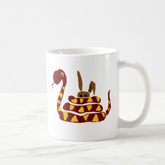 WX- Funny Snake Squeezing Rabbit Cartoon Coffee Mug (Right)