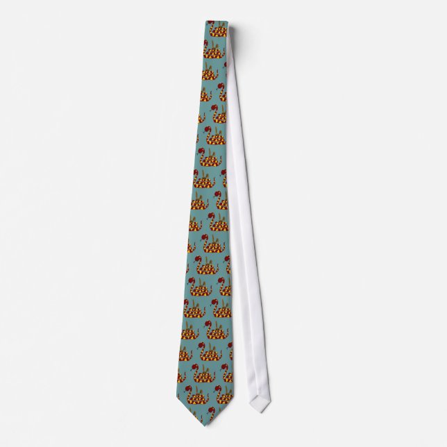 WX- Funny Snake Squeezing Rabbit Cartoon Tie (Front)
