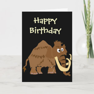 WX- Funny Woolly Mammoth Primitive Art Card