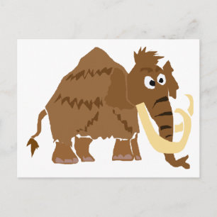 WX- Funny Woolly Mammoth Primitive Art Postcard