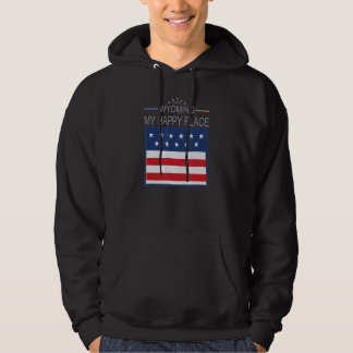WY Wyoming My Happy Place USA States Flag Map Hoodie