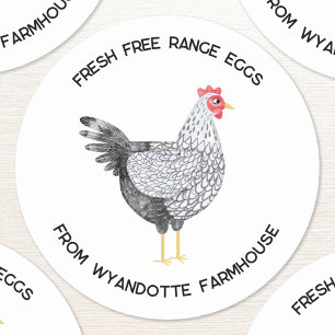 Wyandotte Chicken Fresh Free Range Eggs Classic Round Sticker