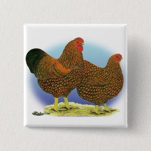 Wyandotte:  Golden-laced Pair 15 Cm Square Badge