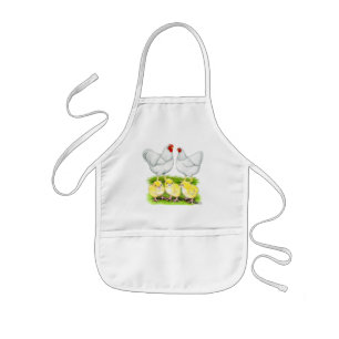 Wyandotte White Chicken Family Kids Apron