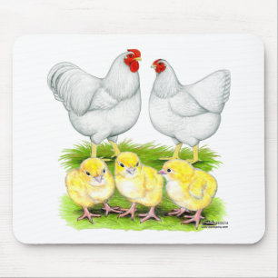 Wyandotte White Chicken Family Mouse Mat