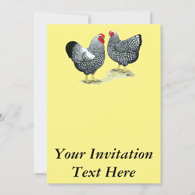 Wyandottes Silver-laced Pair Invitation (Front)