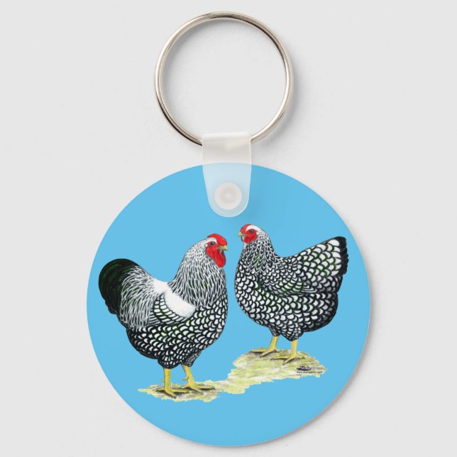 Wyandottes Silver-laced Pair Key Ring (Front)