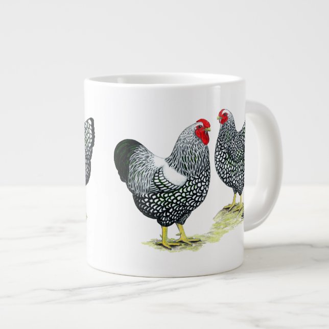 Wyandottes Silver-laced Pair Large Coffee Mug (Front Right)