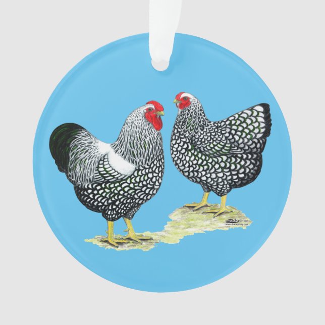 Wyandottes Silver-laced Pair Ornament (Front)