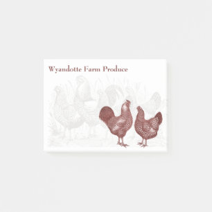 Wyandottes Vintage Red Chickens Country Farm Post-it Notes