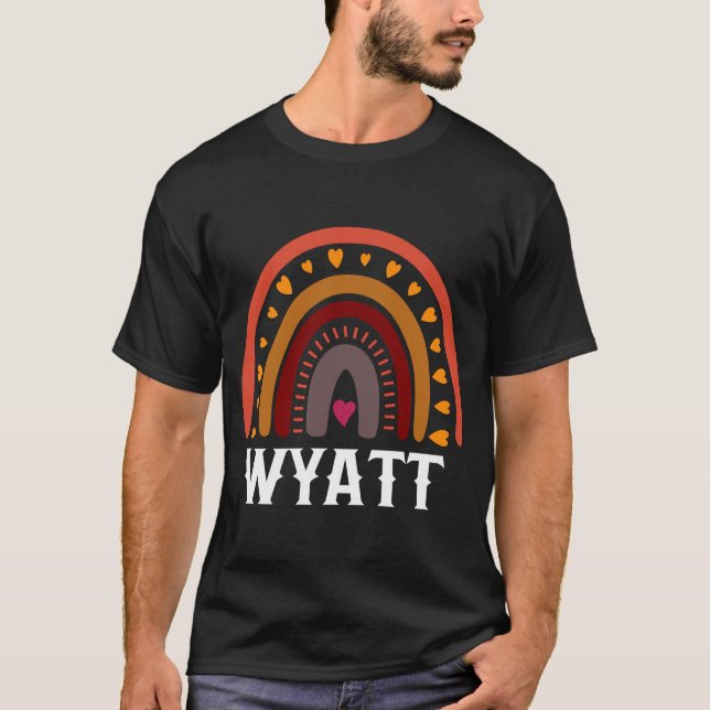 Wyatt Colourful Rainbow  men boy baby name idea T-Shirt (Front)