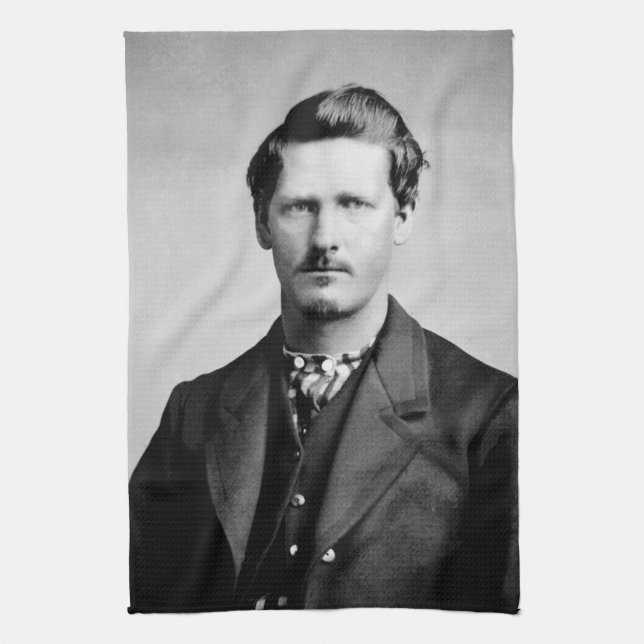 Wyatt Earp: Lawman, Gunfighter, Saloon Keeper Tea Towel (Vertical)