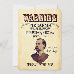 Wyatt Earp 🔥⚖️ Lawman Marshall Gunfighter Curio Invitation