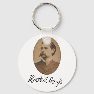 Wyatt Earp Portrait and Signature Key Ring
