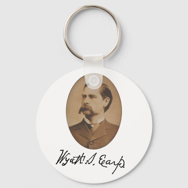 Wyatt Earp Portrait and Signature Key Ring (Front)
