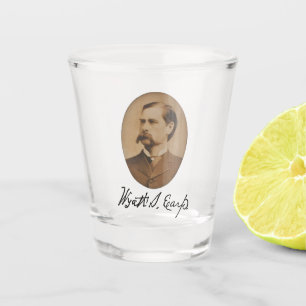 Wyatt Earp Portrait and Signature Shot Glass
