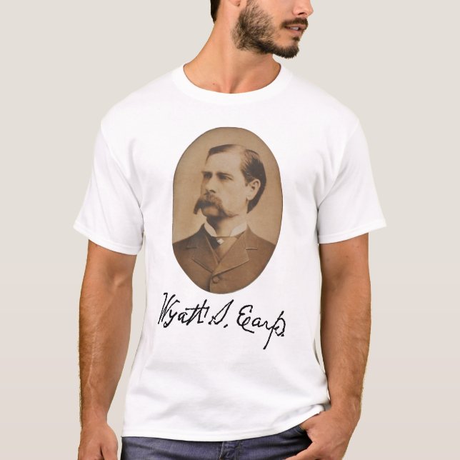 Wyatt Earp Portrait and Signature T-Shirt (Front)