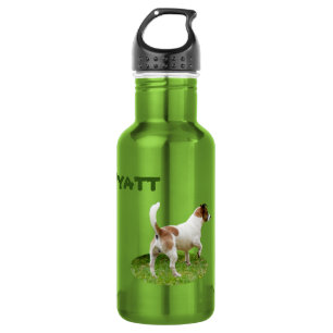 Wyatt Name With Fox Terrier, Water Bottle